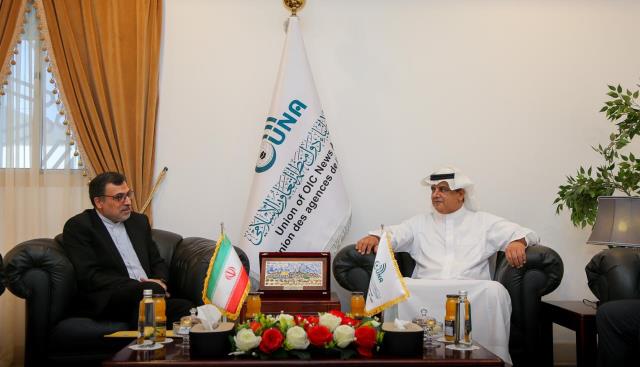 دیدار و گفتگو شیخ الاسلامی سفیر و نماینده دائم جمهوری اسلامی ایران با محمد بن عبدالرب الیامی، مدیرکل اتحادیه خبرگزاری‌های سازمان همکاری اسلامی
